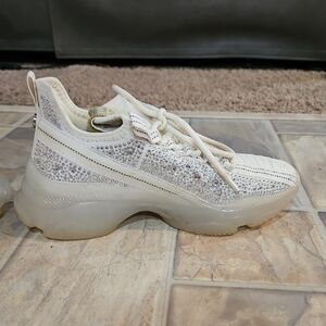 Steve Madden Studded White Chunky Sneakers with Platform Sole